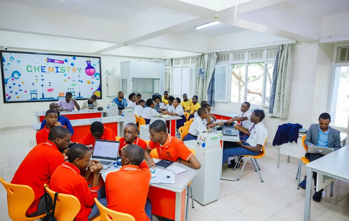 Students and jurors during a Uganda National Science Olympiad Science Fight